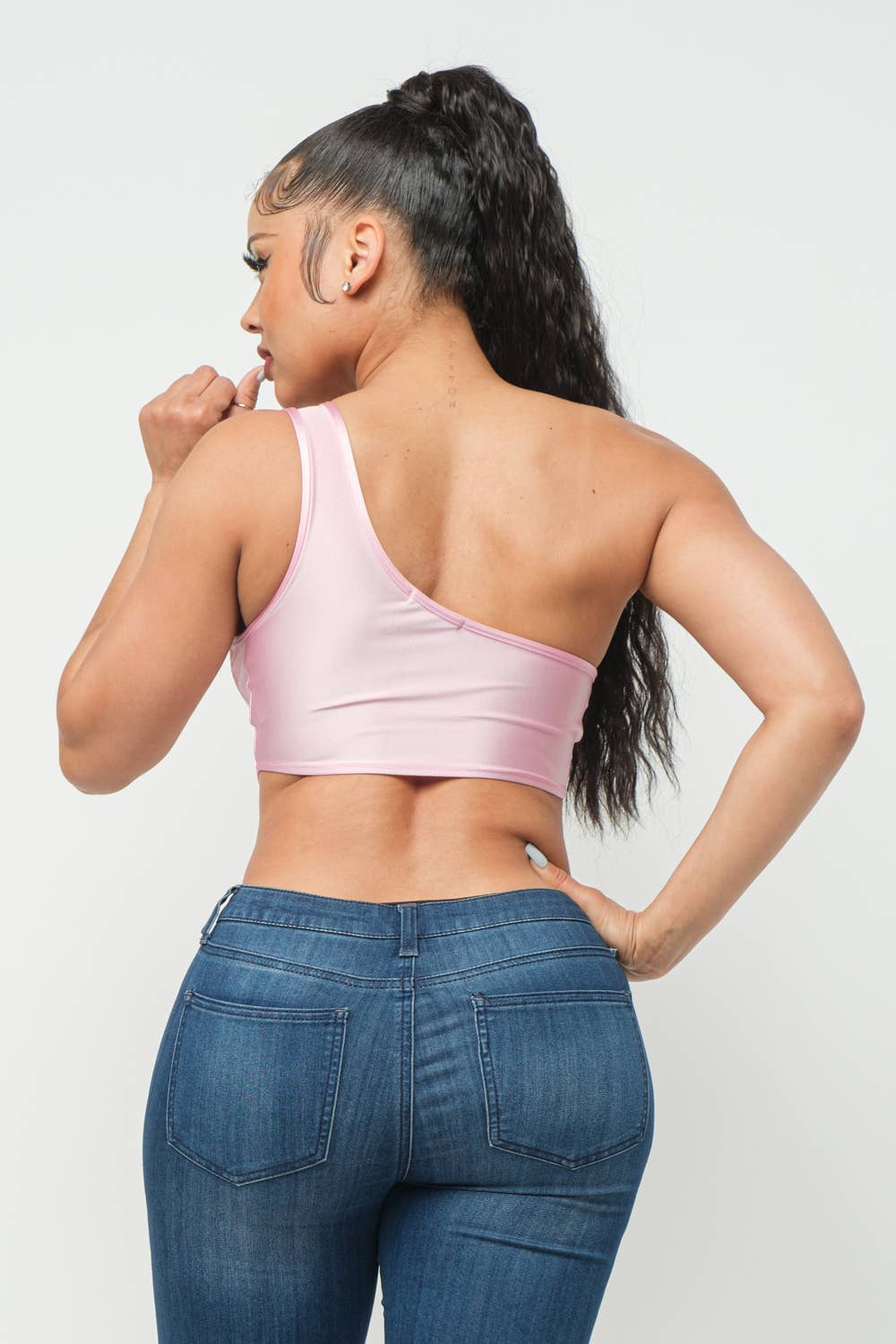 Boned Bodice Corset Style One Shoulder Crop Top