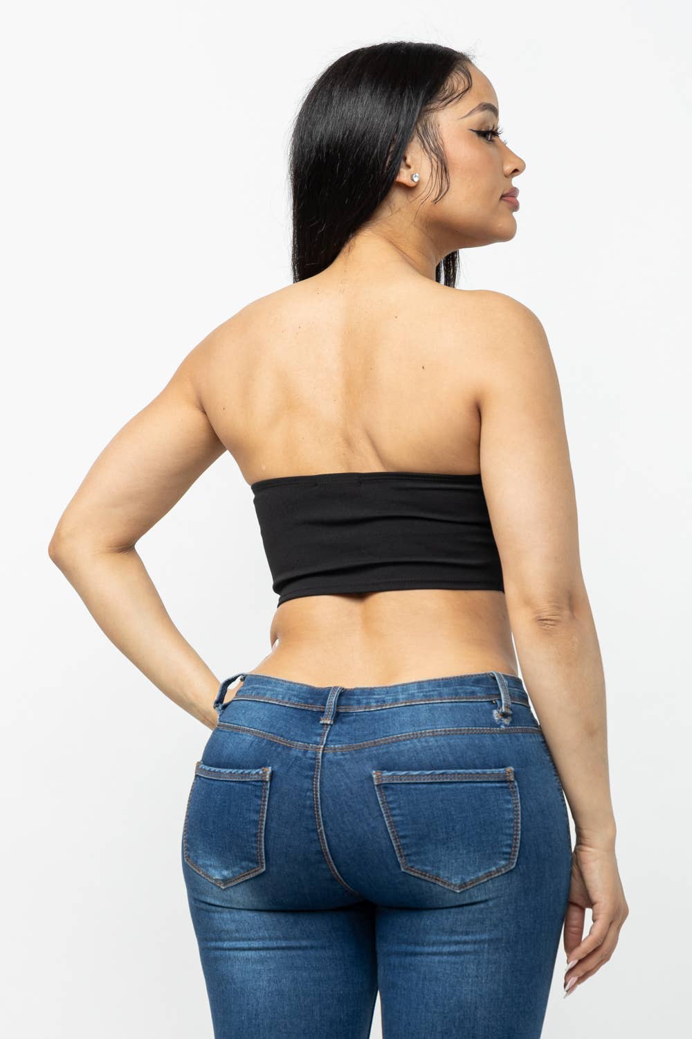 Front Contrast Power Mesh Corset Style Detail Top