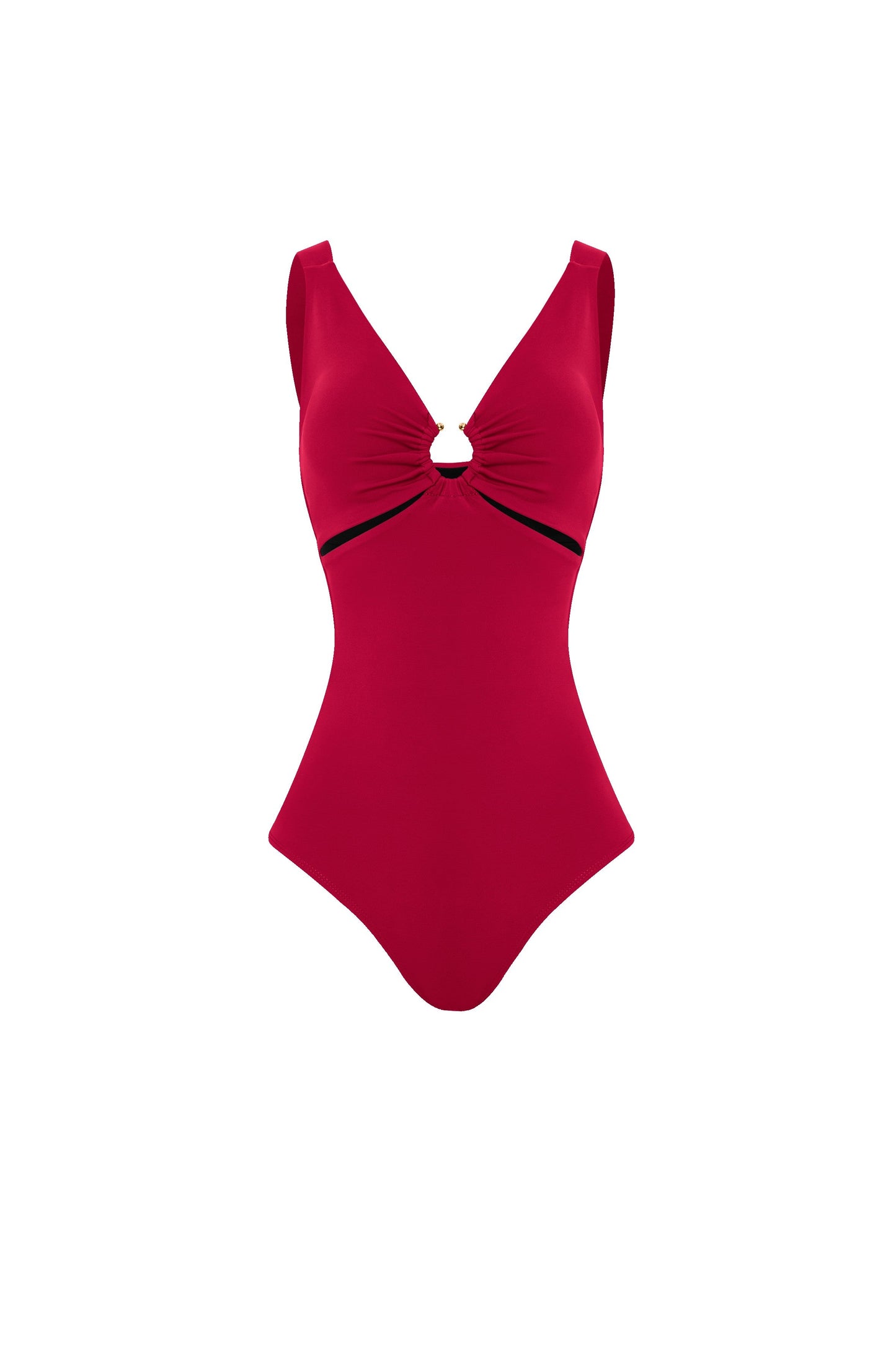 Swimsuit One-piece with ironwork on neckline. Fajitexinternacional